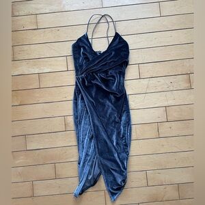 Elegant Charcoal Velvet Dress - Boohoo size 4
